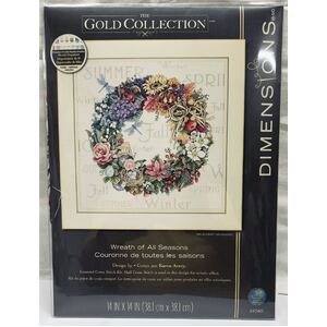 WREATH OF ALL SEASONS Counted Cross Stitch Kit, 35040 Finished Size: 14" x 14" (38.1 x 38.1cm)