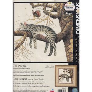 TOO POOPED Counted Cross Stitch Kit 28 x 28cm #35087 By Dimensions