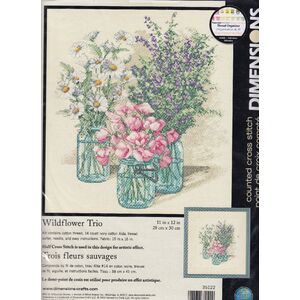 Dimensions WILDFLOWER TRIO Counted Cross Stitch Kit 28 x 30cm #35122