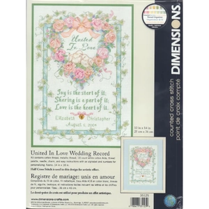 UNITED IN LOVE WEDDING RECORD Counted Cross Stitch Kit #35125