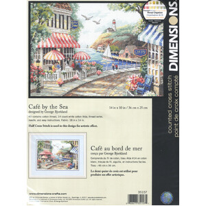 CAFE BY THE SEA Counted Cross Stitch Kit #35157 By Dimensions 35.5cm x 25.4cm (14&quot; x 10&quot;)