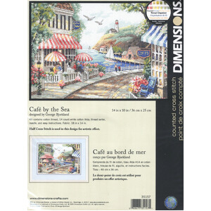 CAFE BY THE SEA Counted Cross Stitch Kit #35157 By Dimensions 35.5cm x 25.4cm (14" x 10")