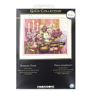 ROMANTIC FLORAL Gold Collection Counted Cross Stitch Kit #35185 By Dimensions