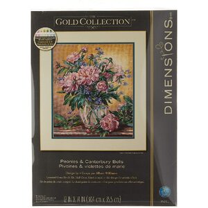 Dimensions PEONIES & CANTERBURY BELLS Counted Cross Stitch Kit, 35211 Gold Collection