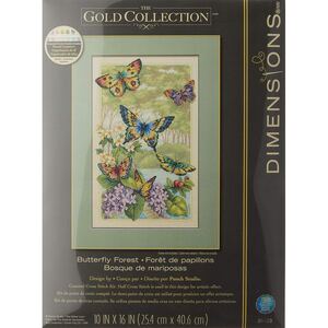 BUTTERFLY FOREST Counted Cross Stitch Kit, 25.4cm x 40.6cm #35223
