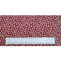 Cotton Fabric Per Metre, 110cm Wide, Tulips CREAM on MAROON 365.10