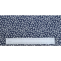 40cm REMNANT Cotton Fabric, 110cm Wide, Tulips WHITE on NAVY 365.12