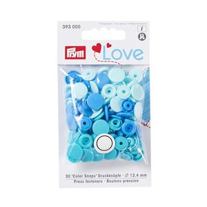 Prym Love Color Snap Fasteners Plastic 12.44mm, Blue Mix