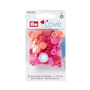 Prym Love Color Snap Fasteners Plastic 12.44mm Reds/Pinks, 30 Per Pack