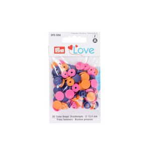 Prym Love Color Snap Fasteners Plastic 12.44mm, Orange/Pink/Violet