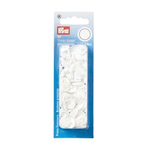 Prym Non-Sew Press Fasteners, Colour Snaps, Round, 12.44mm, White 30pce