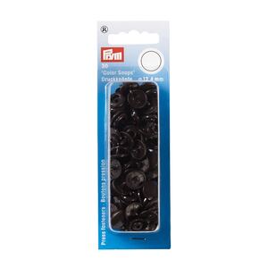 Prym Non-Sew Press Fasteners, Colour Snaps, Round, 12.44mm, Dark Brown 30pce