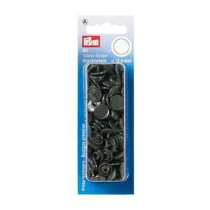 Prym Non-Sew Press Fasteners, Colour Snaps, Round, 12.44mm, Dark Grey 30pce