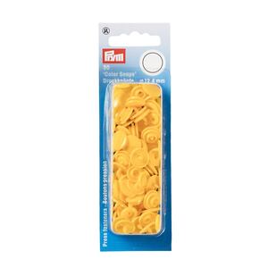 Prym Non-Sew Press Fasteners, Colour Snaps, Round, 12.44mm, Yellow 30pce