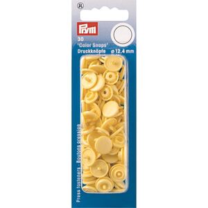 Prym Non-Sew Press Fasteners, Colour Snaps, Round, 12.44mm, Banana 30pce