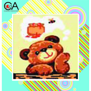 Collection D&#39; Art Tapestry Kit, THOUGHTFUL TEDDY, 19cm x 19cm (#4.016K)