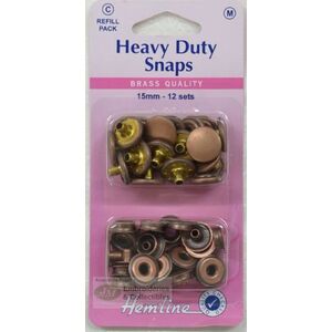Hemline Heavy Duty Metal Snaps Kit 15mm Bronze