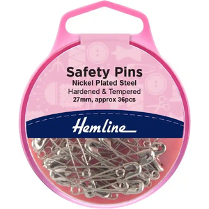 Safety Pins, Hardened &amp; Tempered, 27mm, 36 Pieces, Re-Usable Box