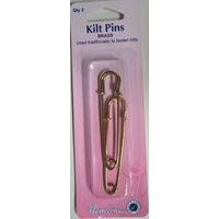 Hemline Kilt Pins, Brass, Qty 2, Traditionally These Were To Fasten Kilts, 75mm