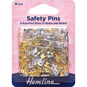 Hemline Safety Pins, 96pcs, Assorted Colours &amp; Sizes 19mm - 46mm