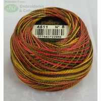 DMC Coloris Thread Perle (Pearl) Cotton No.8 Ball, #4511 VARIEGATED, 10g, 80m