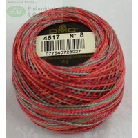 DMC Coloris Thread Perle Cotton No.8 Ball, #4517 VARIEGATED, 10g, 80m