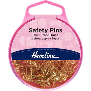 Brass Safety Pins 50pcs, Assorted Sizes, 25pcs EACH 19mm &amp; 23mm by Hemline