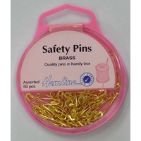 Hemline Brass Safety Pins 50pcs, Assorted Sizes, 25pcs EACH 19mm &amp; 23mm