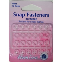 Hemline Invisible Snap Fasteners, 7mm, 12 Sets, Perfect For Sheer Fabrics