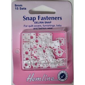 Hemline Snap Fasteners, Delrin Snap, 9mm, 15 Sets, For Quilts, Furnishings, Baby
