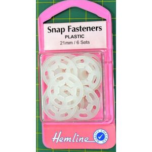 Hemline Extra Large Snap Fasteners, Large 21mm Size, 6 Sets Plastic