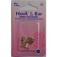 Hemline Hook & Bar Skirt & Trouser Fasteners, Extra Small, 3 Sets, Nickle Colour