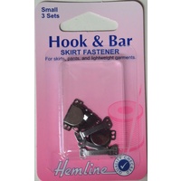 Hemline Hook &amp; Bar Skirt &amp; Trouser Fasteners, Small, 3 Sets, Dark Colour