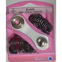 Hemline Eyelets, Tool Included, Large 10.5mm, 15 Eyelets, Directions On Pack