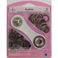 Hemline Eyelets Rust Proof Brass, Tool Included, 10.5mm, 15 Sets BRONZE Colour
