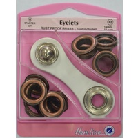 Hemline Eyelets Rust Proof Brass, Tool Included, 14mm, 10 Bronze Colour Eyelets