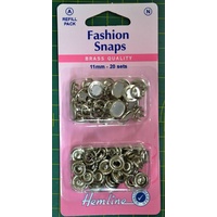 Hemline Fashion Snaps Brass Quality 11mm 20 Sets Refill Pack, PEARL LOOK