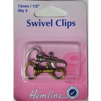 Hemline Swivel Clips, 13mm, 1/2", Pack Of 2, 1 Nickle, 1 Bronze Finish