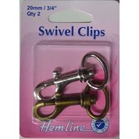 Hemline Swivel Clips, 20mm, 3/4&quot;, Pack Of 2, 1 Nickle, 1 Bronze Finish