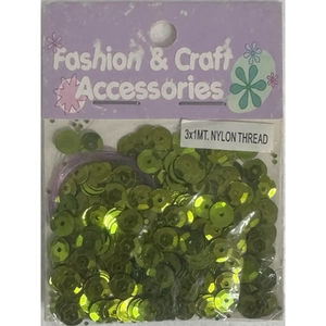GREEN Sequins &amp; 3 x 1m Nylon Thread Pack, Fashion &amp; Craft Accessories