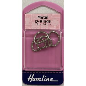 Hemline D Ring Buckles 12mm 4 Pcs Silver Colour For bags Straps Garments 462.12