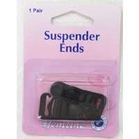 Hemline Suspender Ends 1 Pair Black For attaching suspenders to stocking tops