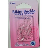 Hemline Bikini Buckles, 2 Sets, Chlorine Resistant, Clear Blends With Any Colour