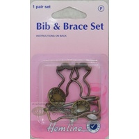 Hemline Bib &amp; Brace Set, 1 Pair Set, Bronze Colour, Instructions On Pack