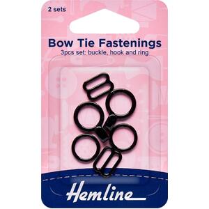Hemline Bow Tie Set, 2 Sets, Black Colour, Instructions On Pack