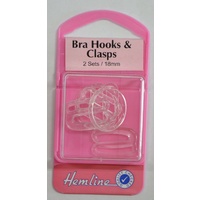 Hemline Bikini Buckle/Bra Hooks & Clasps, 2 Sets 18mm CLEAR