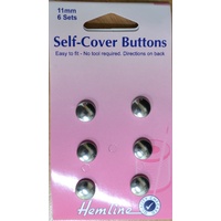 Hemline Self Cover Buttons 11mm 6 Sets Easy to Fit No Tools Required