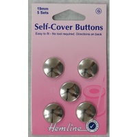 Hemline Self Cover Buttons 19mm 5 Sets Easy to Fit No Tools Required, Directions on pack