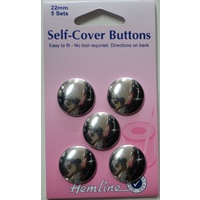 Hemline Self Cover Buttons 22mm 5 Sets Easy to Fit No Tools Required