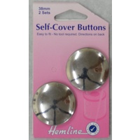 Hemline Self Cover Buttons 38mm, 2 Sets, Easy to Fit No Tools Required
